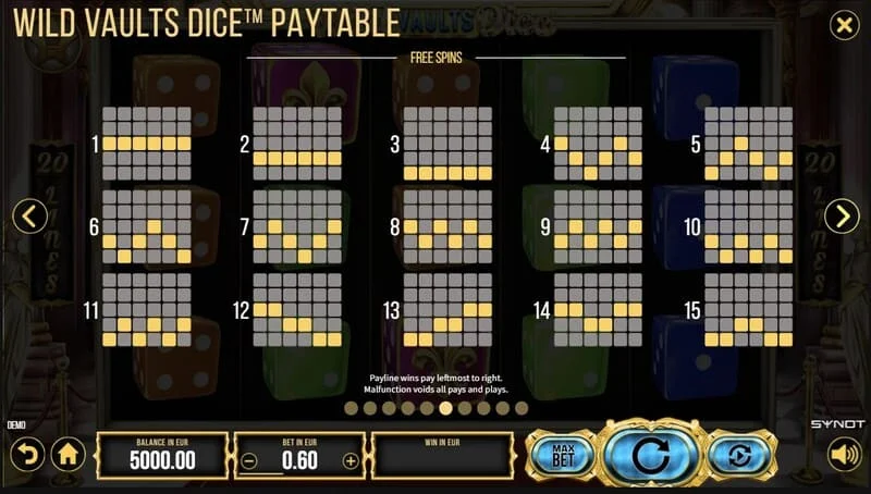Wild Vaults Dice – kaardimängu ekraan kaardi värvi kahekordistamisega